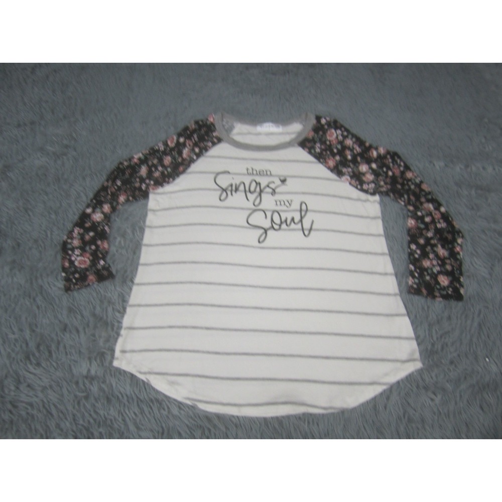 Then Sings my Soul Shirt‎ Womens Small White Floral Sleeves Not of this World